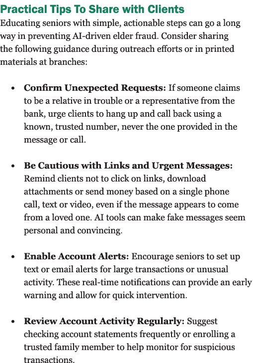 Practical Tips To Share with Clients Educating seniors with simple, actionable steps can go a long way in preventing ...