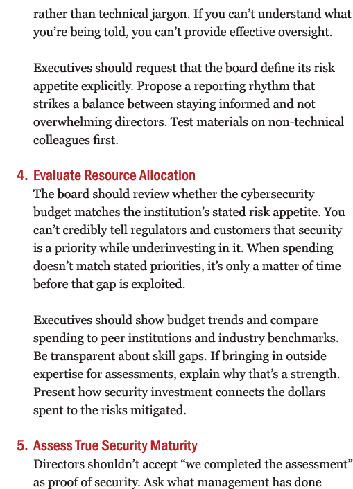 rather than technical jargon. If you can’t understand what you’re being told, you can’t provide effective oversight. ...