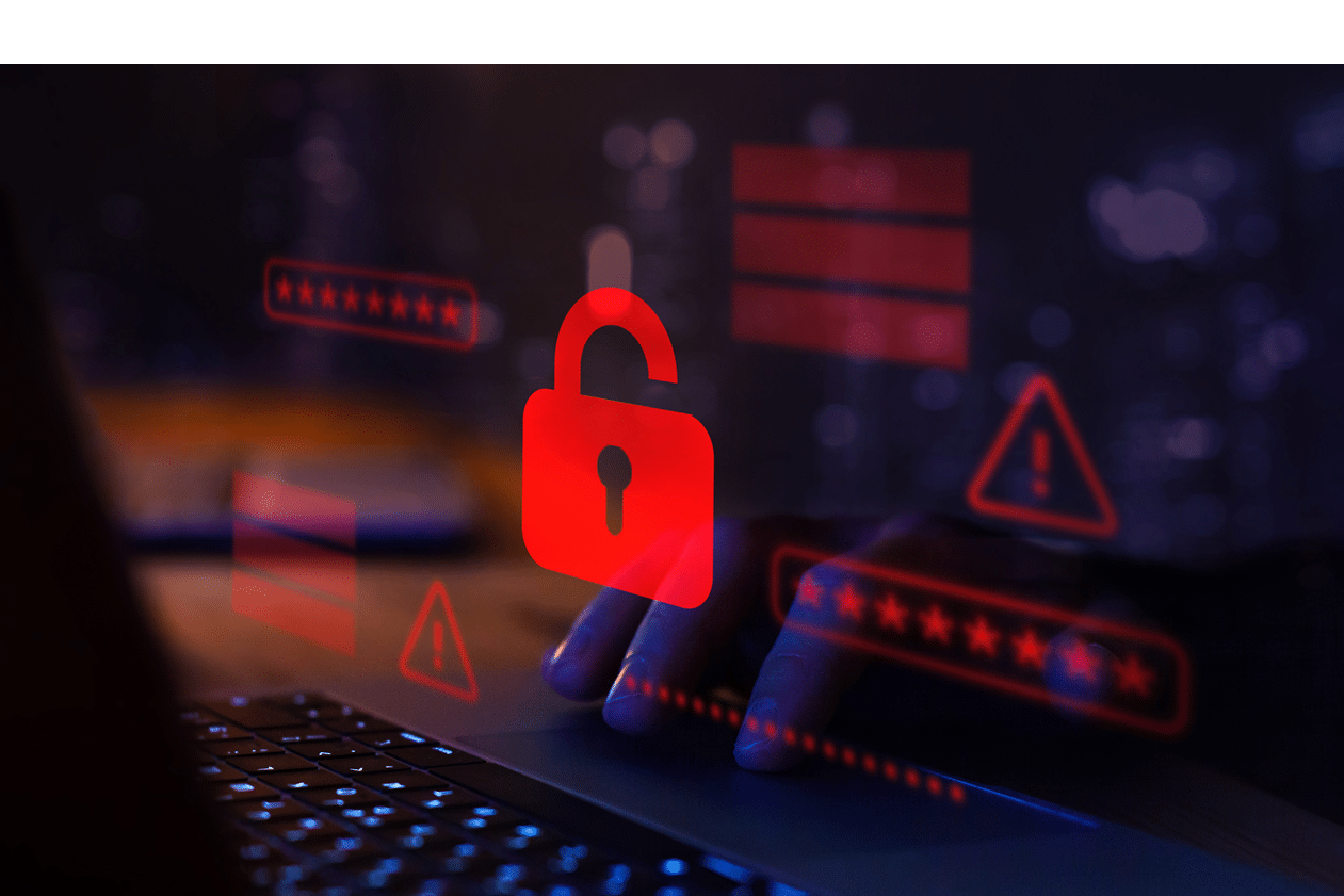 Hacker attack. Security alert, system hacked, internet cyber attack concept with red broken padlock, cybersecurity. Compromised password.