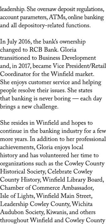 leadership. She oversaw deposit regulations, account parameters, ATMs, online banking and all depository related func...